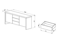 Credenza Kobe 3 cassetti e 2 ante