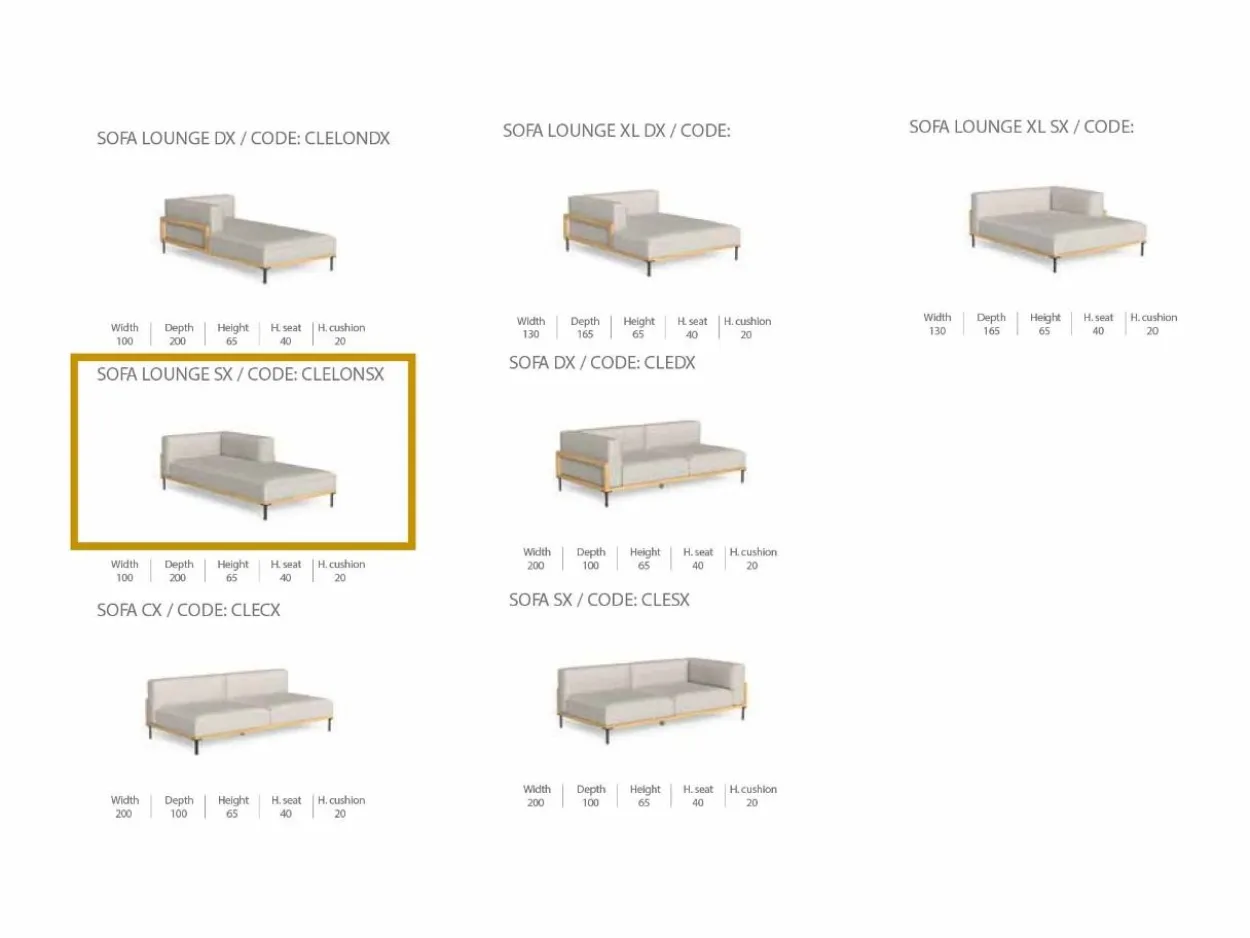 Divano Lounge Sinistro CleoSoft/Wood
