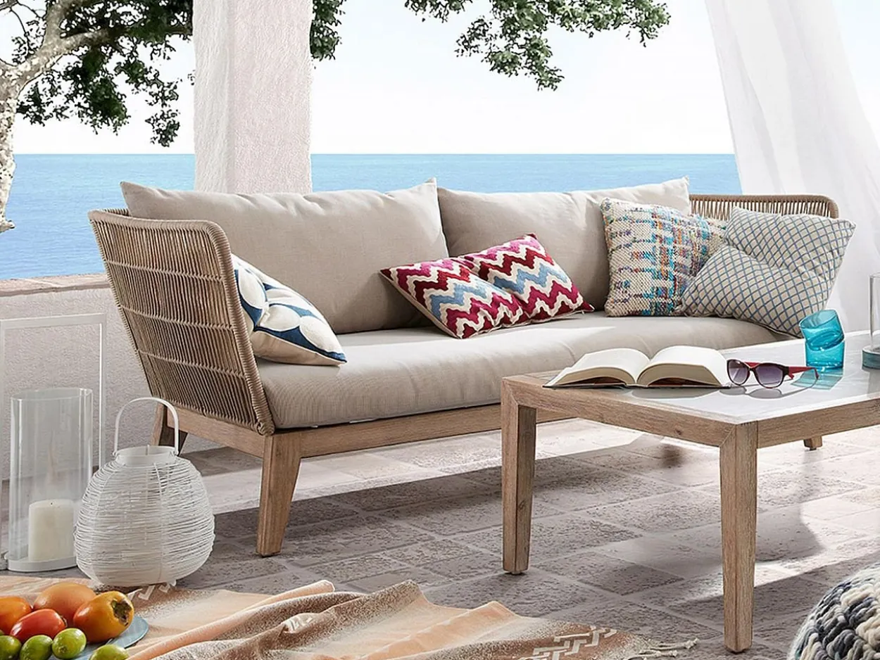 Divano 3 posti Berenice eucalipto e corda beige