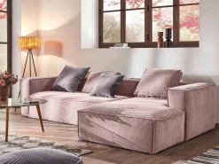 Divano 3 posti Domino chaise longue destra velluto a coste