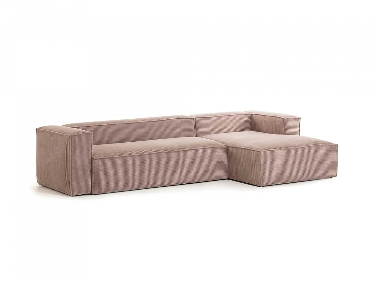 Divano 3 posti Domino chaise longue destra velluto a coste