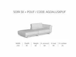 Divano Sinistro Argo/Alu con Pouf