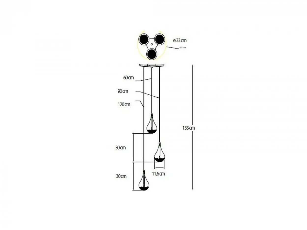 Lampada a sospensione Perle tripla