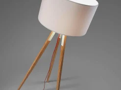 Lampada da terra Unelma legno naturale e tessuto bianco
