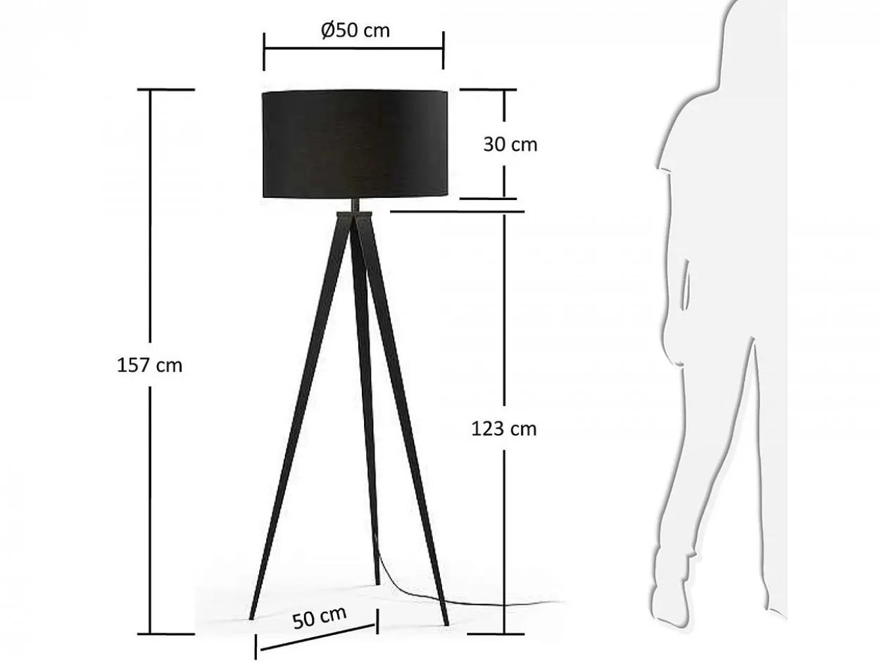 Lampada da terra Unelma metallo e tessuto nero