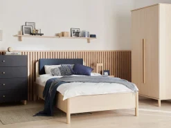 Letto con testata dritta con doghe in legno su nastro 120x200 OMM