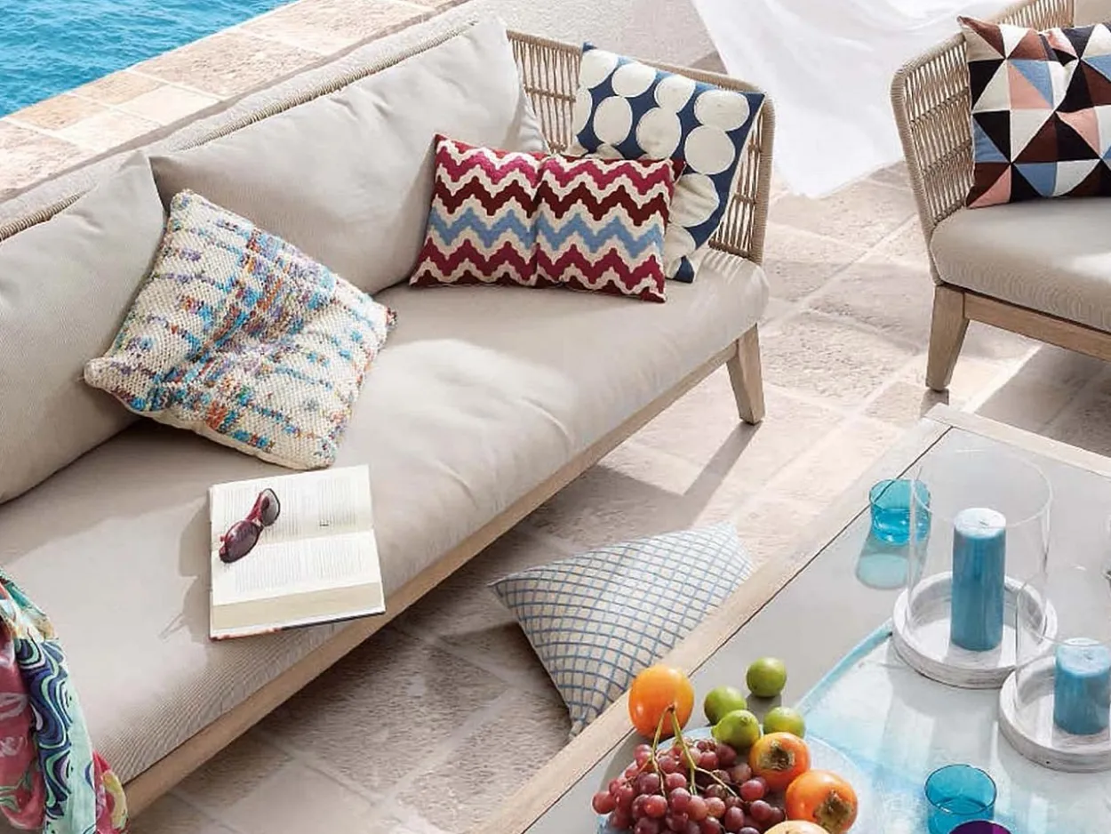 Poltrona Berenice eucalipto e corda beige