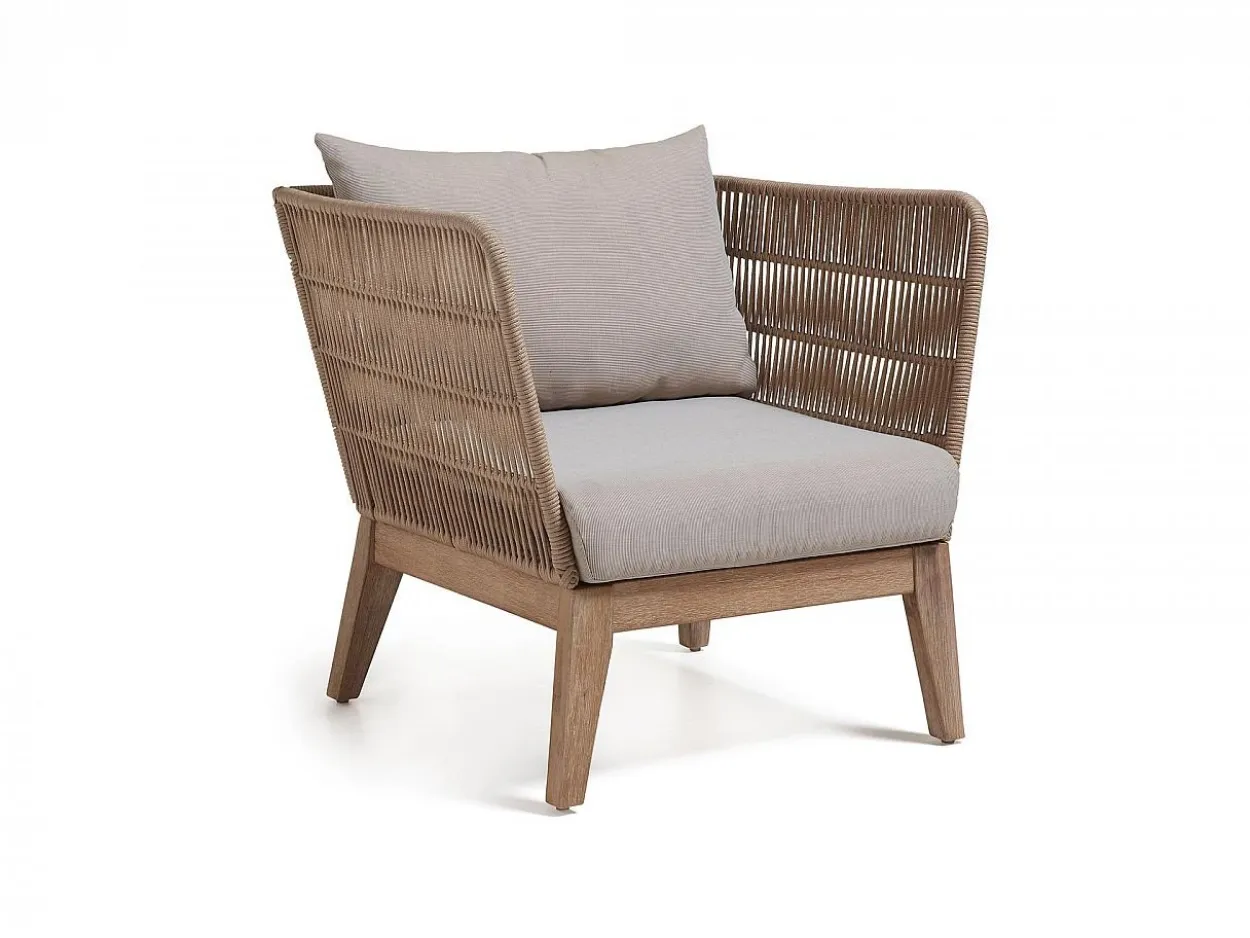 Poltrona Berenice eucalipto e corda beige