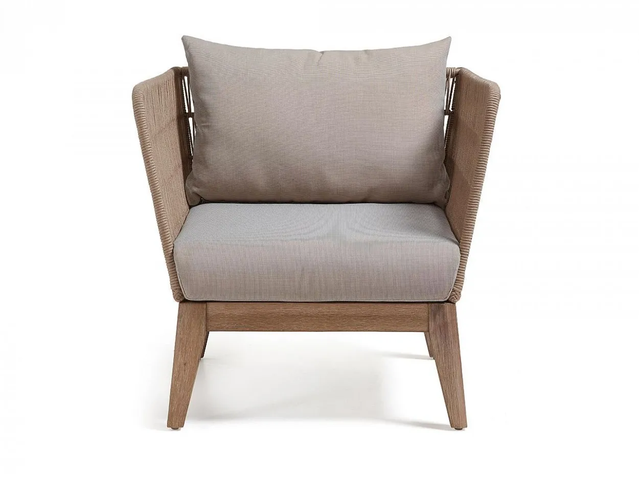 Poltrona Berenice eucalipto e corda beige