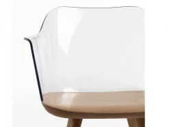 Poltrona Bima legno e plastica trasparente