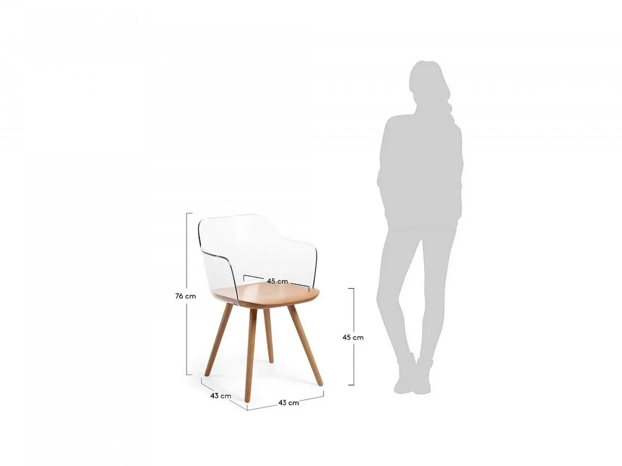 Poltrona Bima legno e plastica trasparente