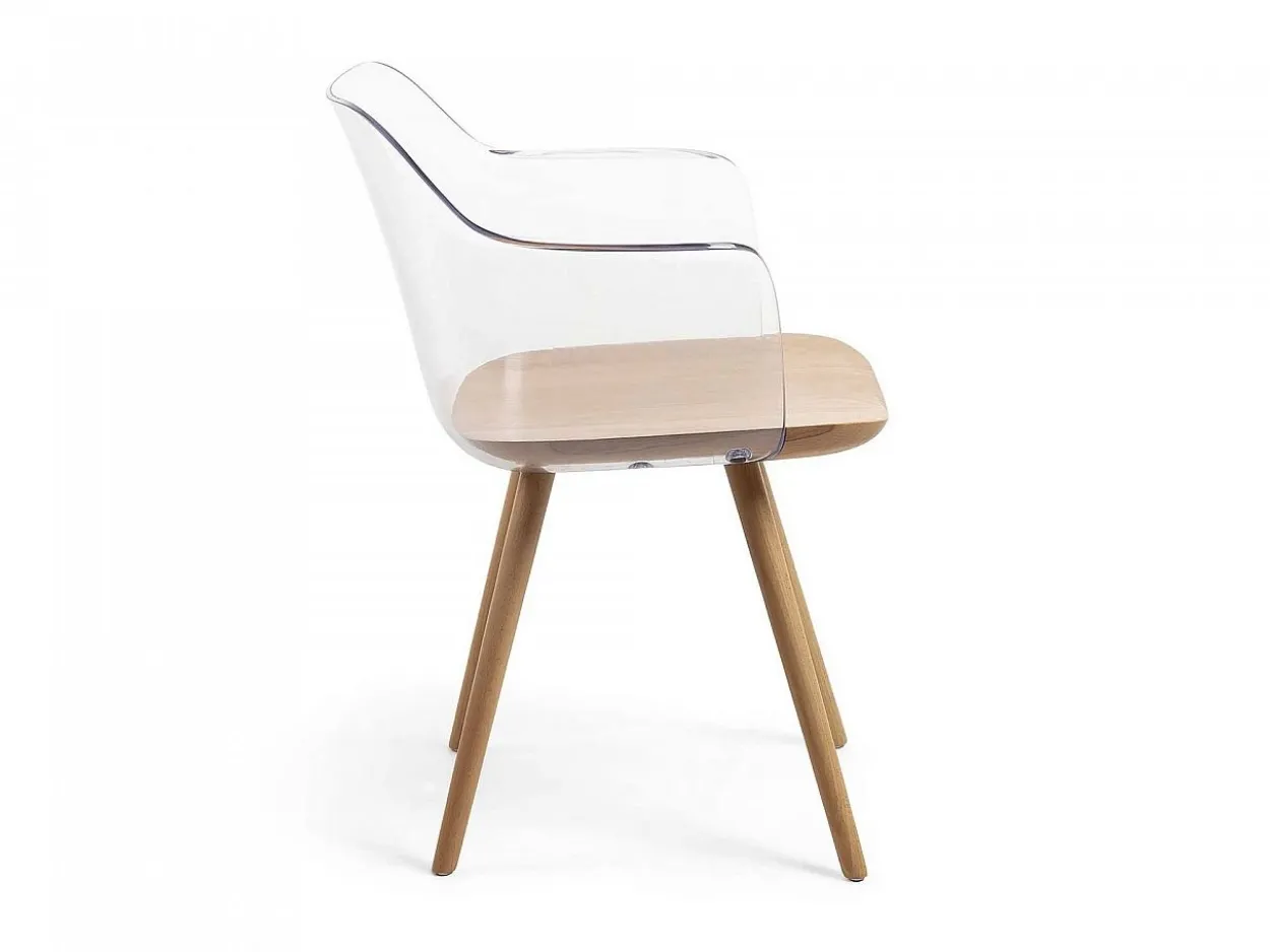 Poltrona Bima legno e plastica trasparente