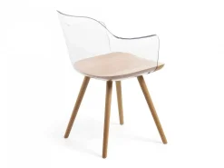 Poltrona Bima legno e plastica trasparente
