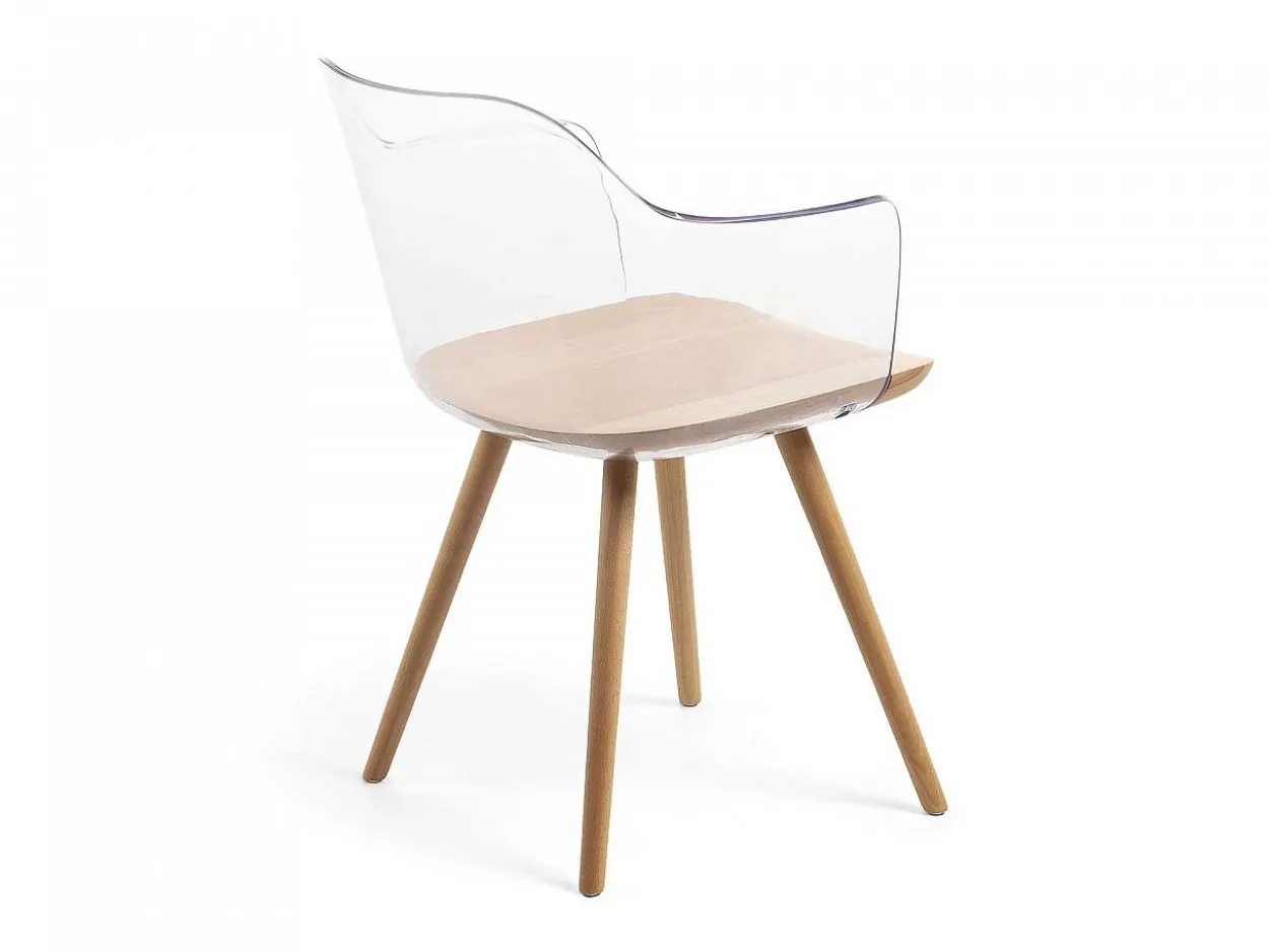 Poltrona Bima legno e plastica trasparente