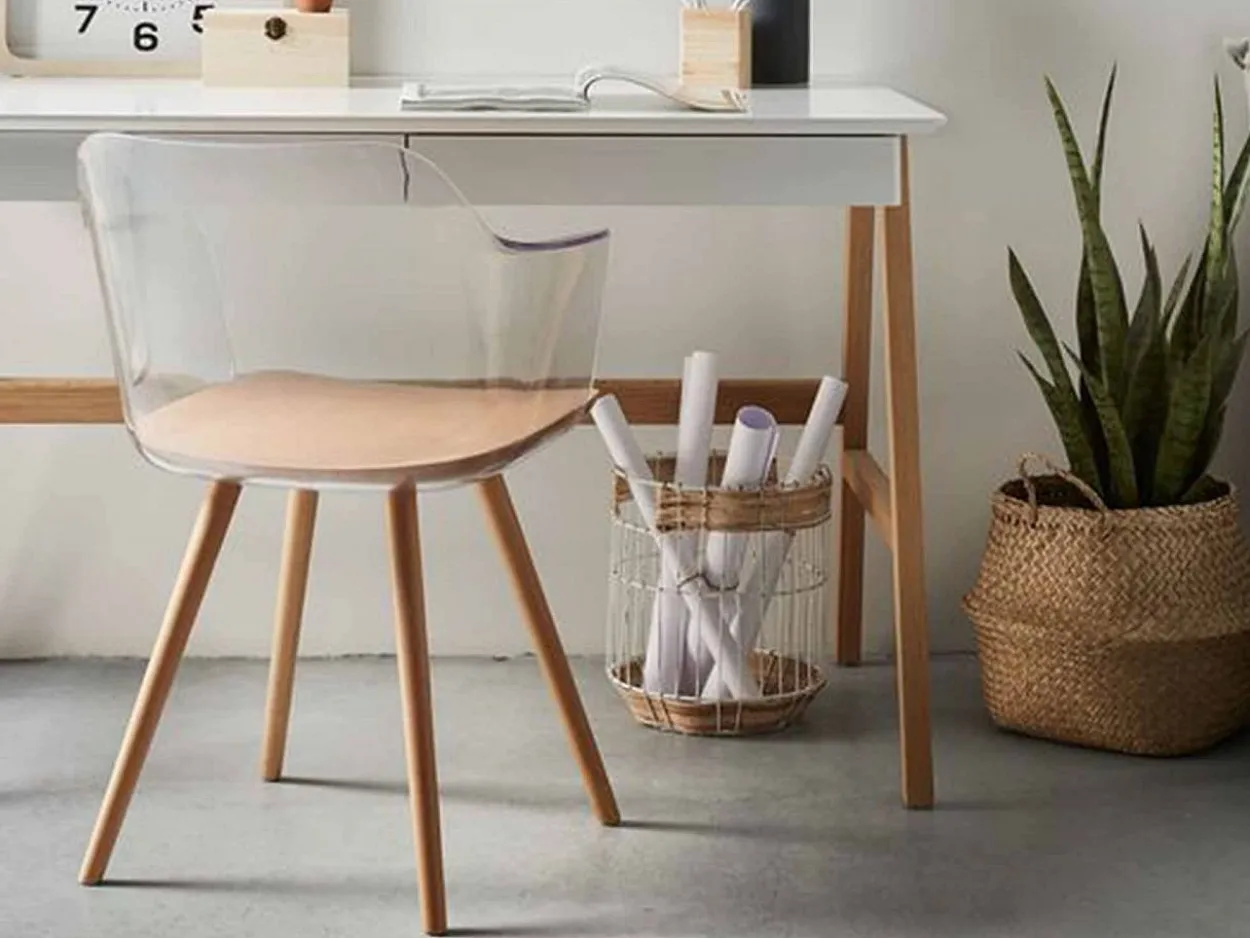 Poltrona Bima legno e plastica trasparente