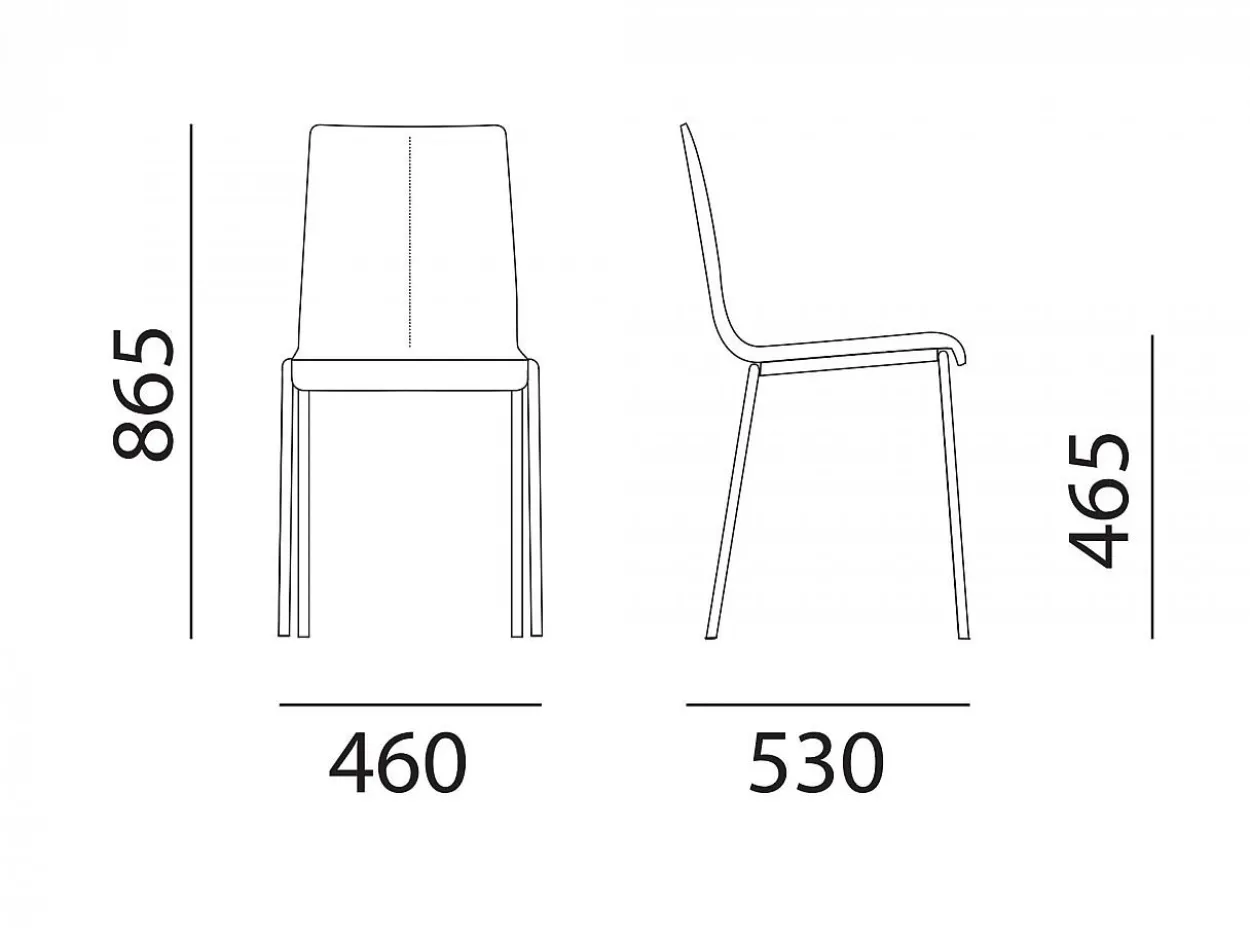 Sedia Kuadra 1281 cuoio rigenerato