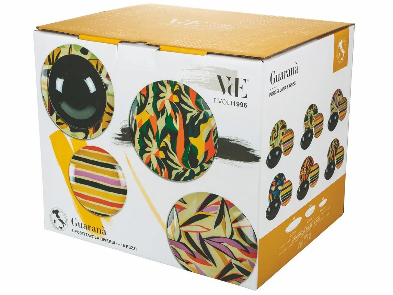 Servizio tavola Guarana 18 pezzi in porcellana e gres