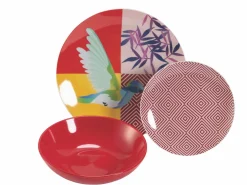Servizio tavola Parrot Groove 18 pezzi in porcellana e gres