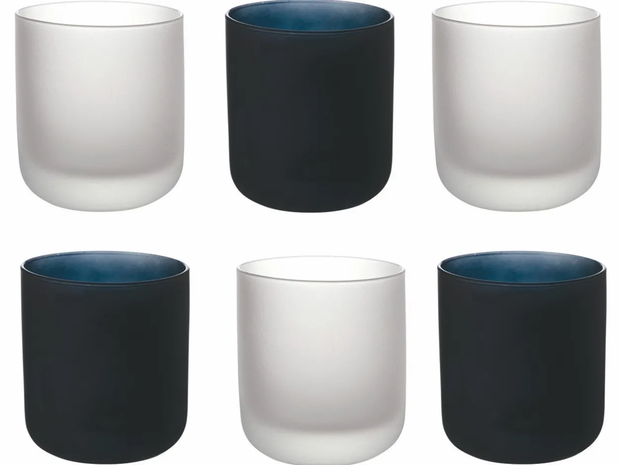 Set bicchieri Masai Black 6 pezzi 350 ml in vetro frosted