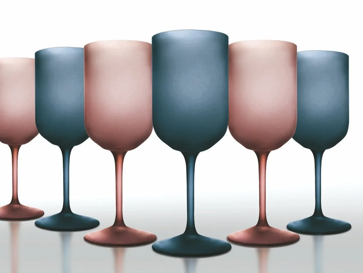 Set calici Glamour 6 pezzi 450 ml in vetro frosted