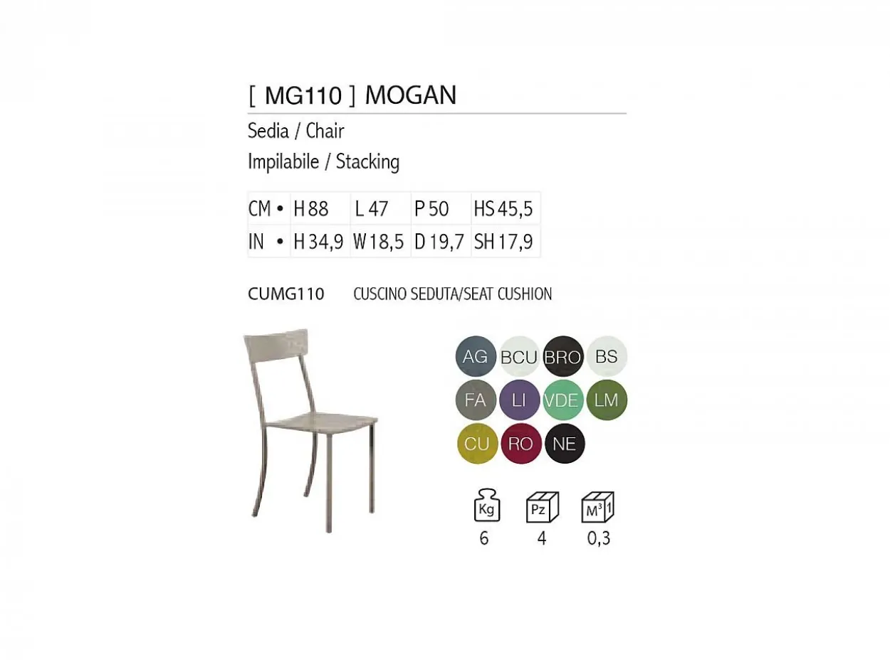 Set da giardino Vegas con 4 Sedie Mogan