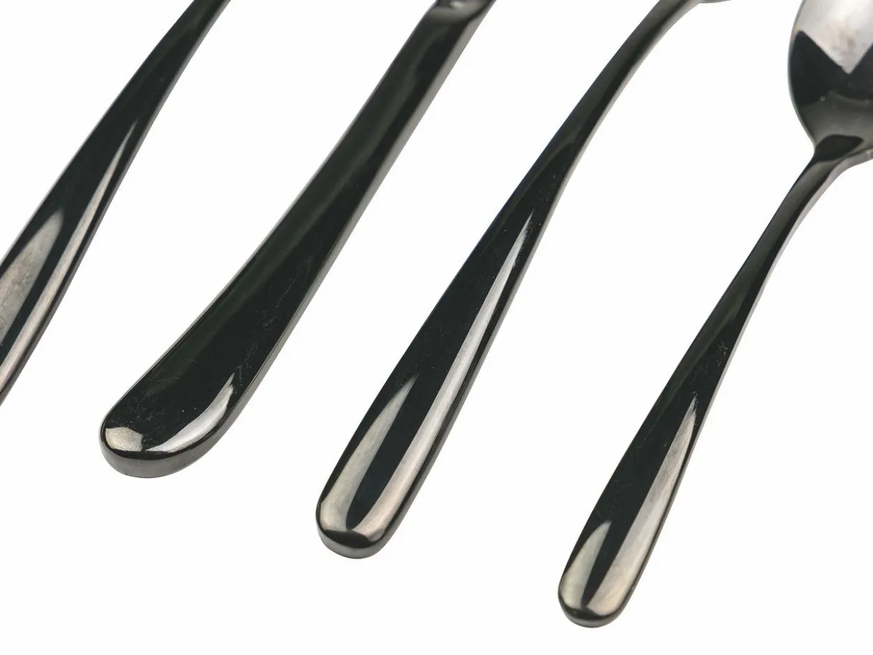 Set posate Drop 24 pezzi in acciaio nero lucido