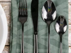 Set posate Drop 24 pezzi in acciaio nero lucido