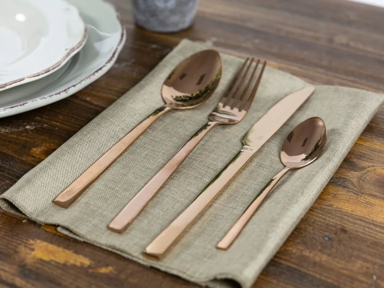 Set posate Lexington 24 pezzi in acciaio lucido copper
