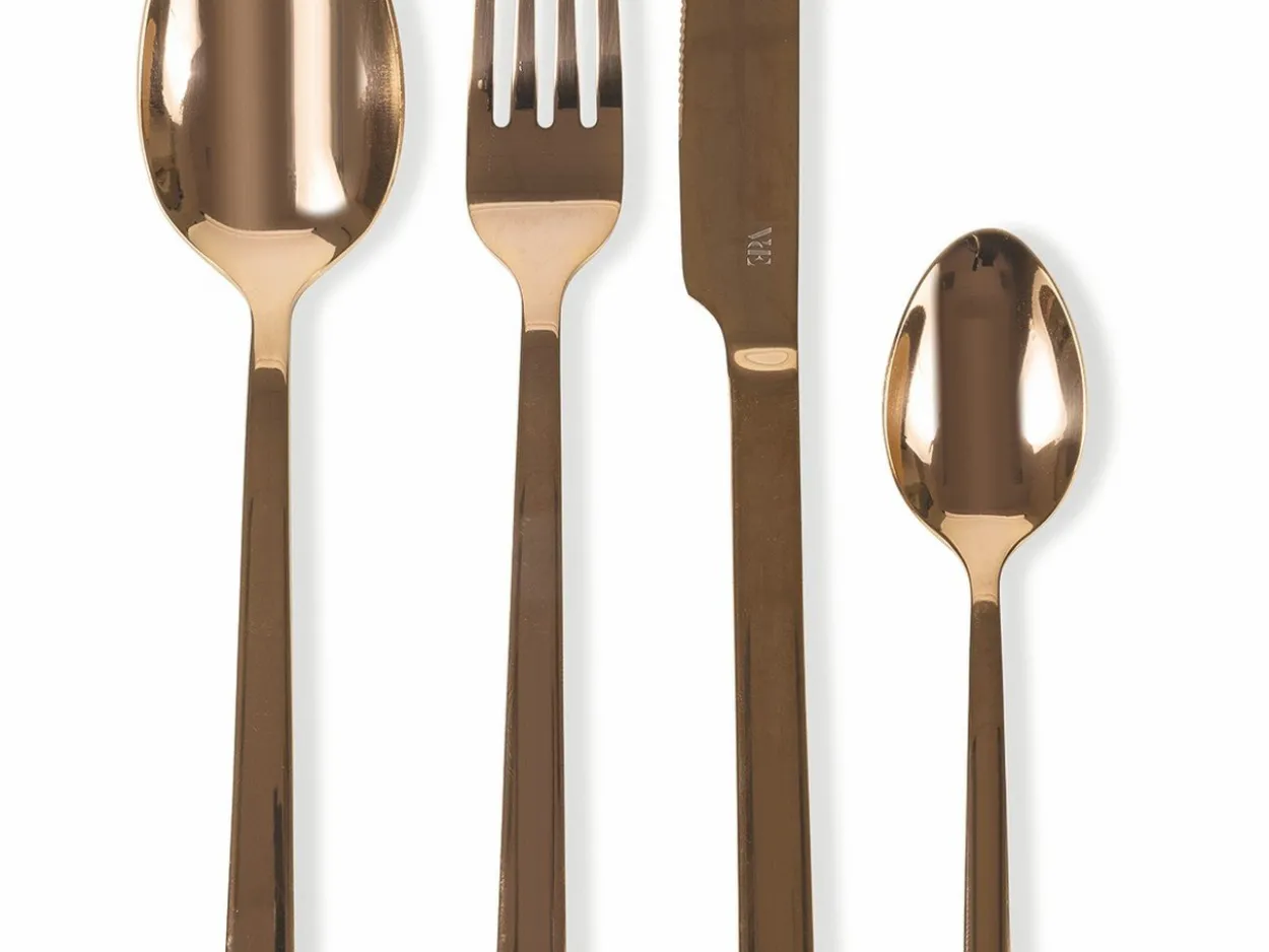 Set posate Lexington 24 pezzi in acciaio lucido copper