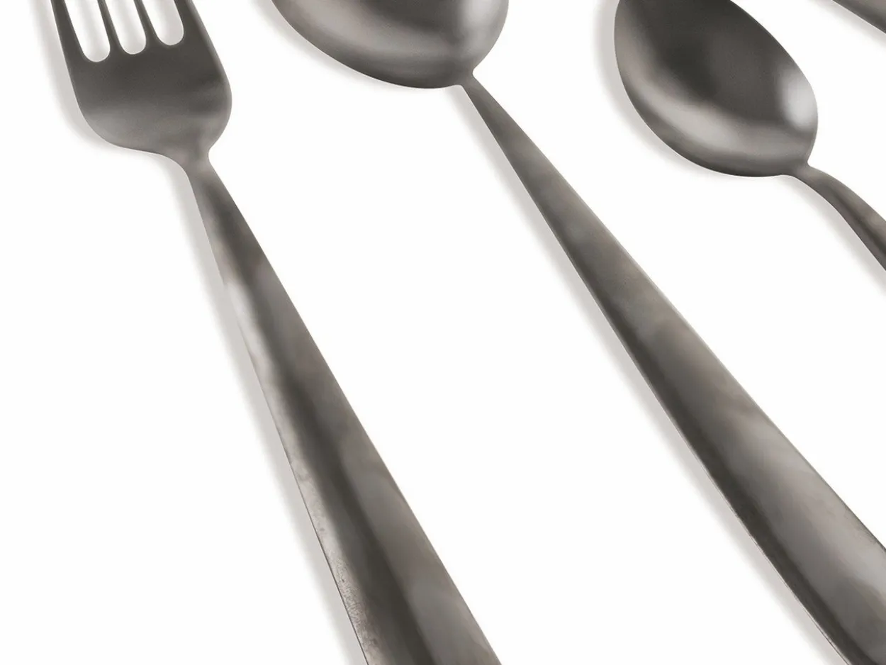 Set posate Modern 24 pezzi in acciaio nero lucido