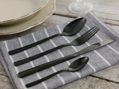 Set posate Modern 24 pezzi in acciaio nero lucido