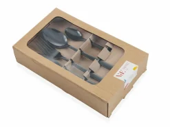 Set posate Modern 24 pezzi in acciaio nero lucido
