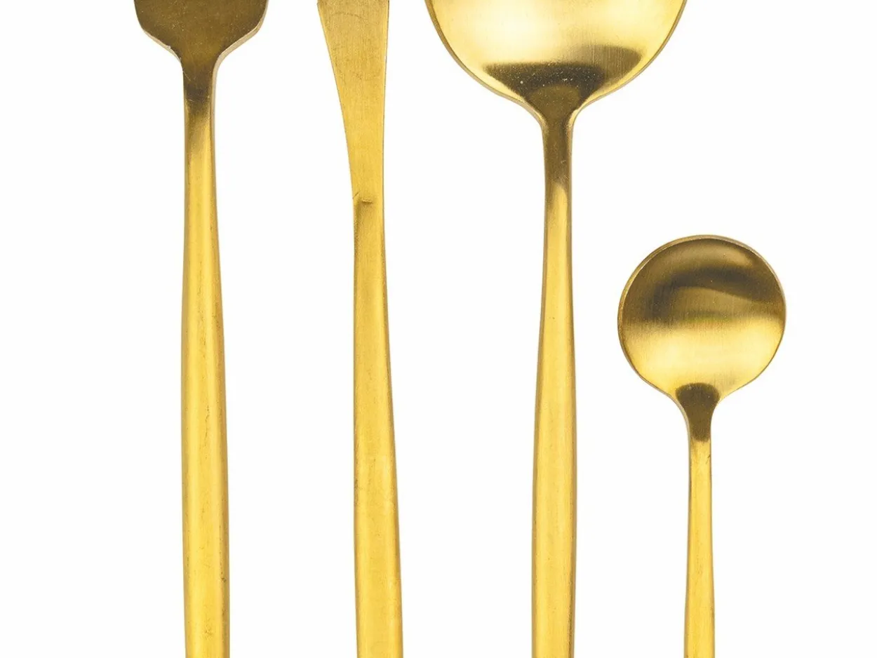 Set posate Preciosa 24 pezzi in acciaio oro opaco
