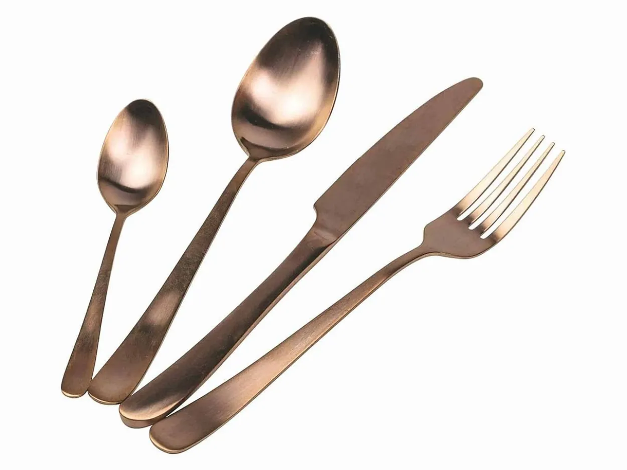 Set posate Round 24 pezzi in acciaio copper opaco