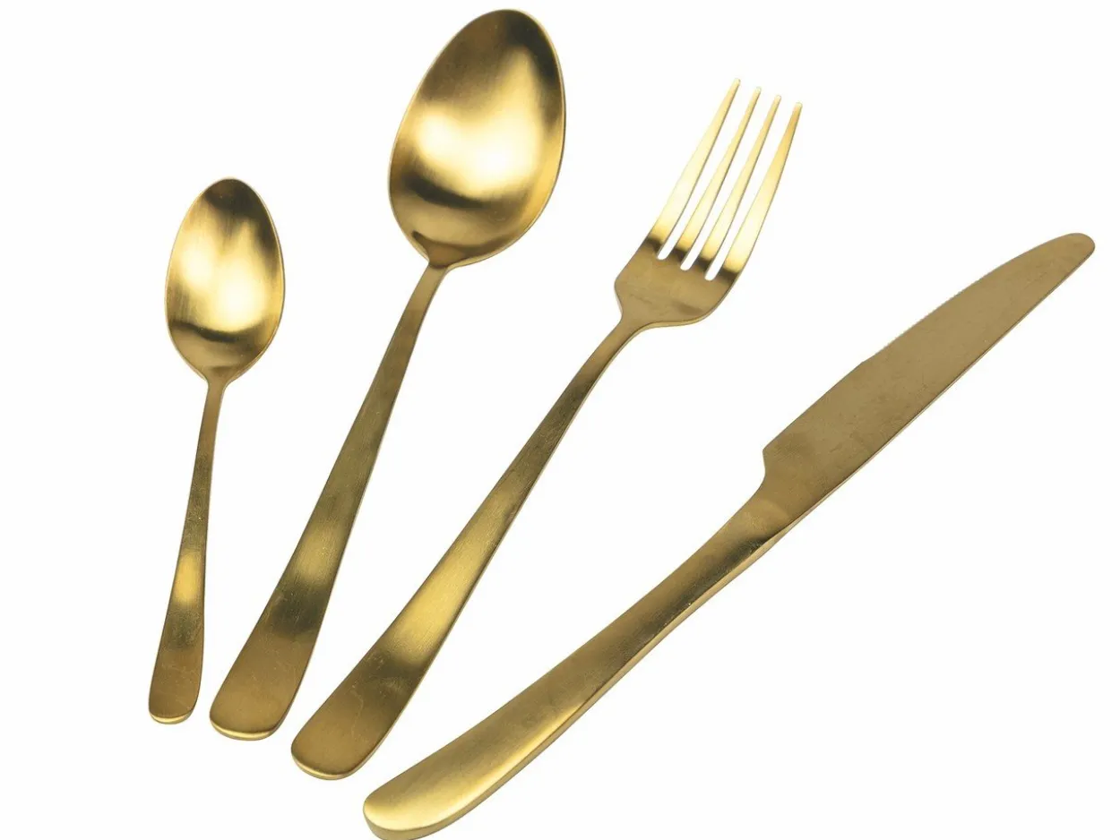 Set posate Round 24 pezzi in acciaio oro opaco