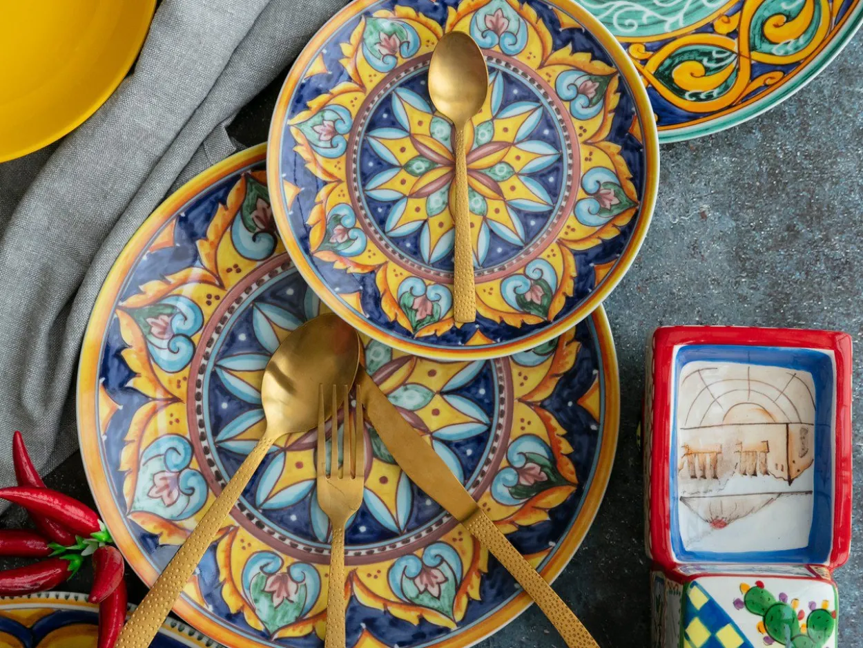 Set posate Stone 24 pezzi gold opaco in acciaio