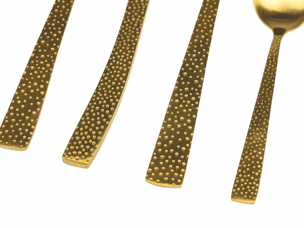 Set posate Stone 24 pezzi gold opaco in acciaio