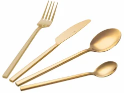 Set posate Stylo 24 pezzi in acciaio oro lucido