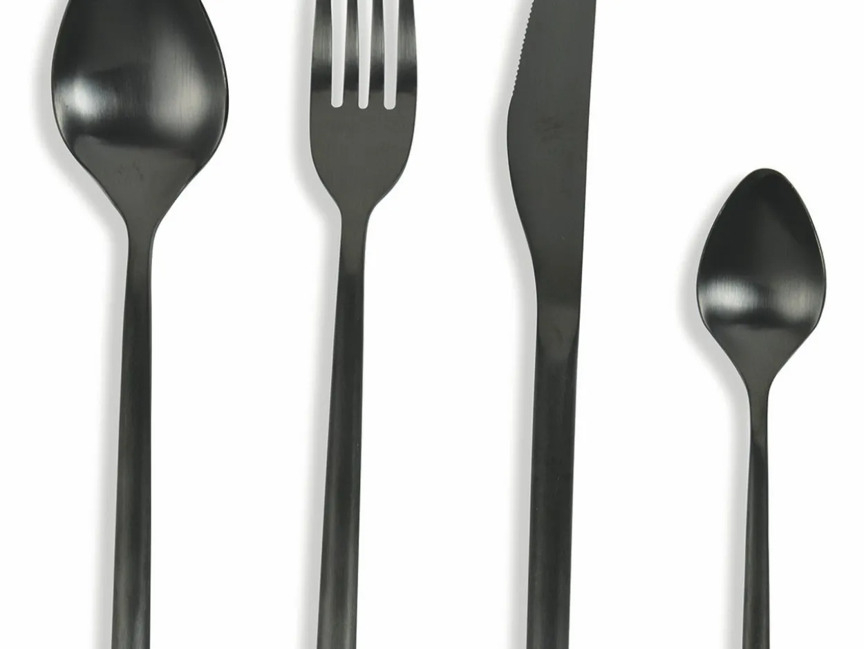 Set posate Times 24 pezzi in acciaio opaco nero