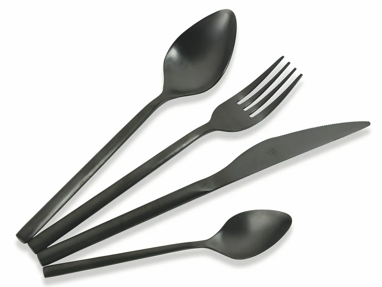 Set posate Times 24 pezzi in acciaio opaco nero