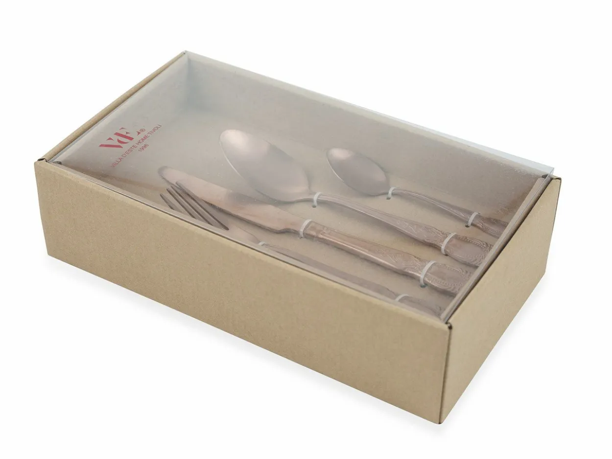 Set posate Wonderland 24 pezzi in acciaio satinato copper