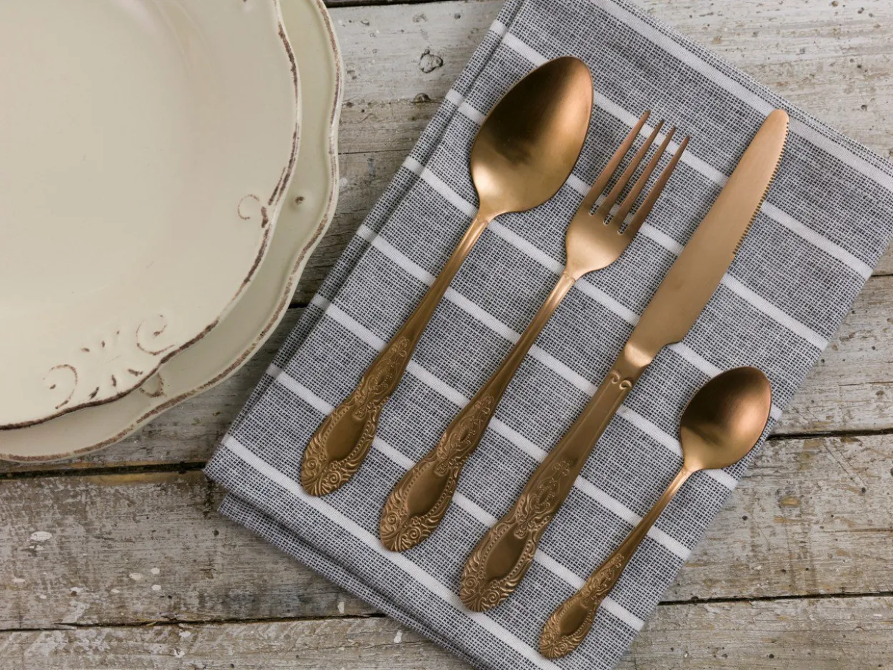 Set posate Wonderland 24 pezzi in acciaio satinato copper