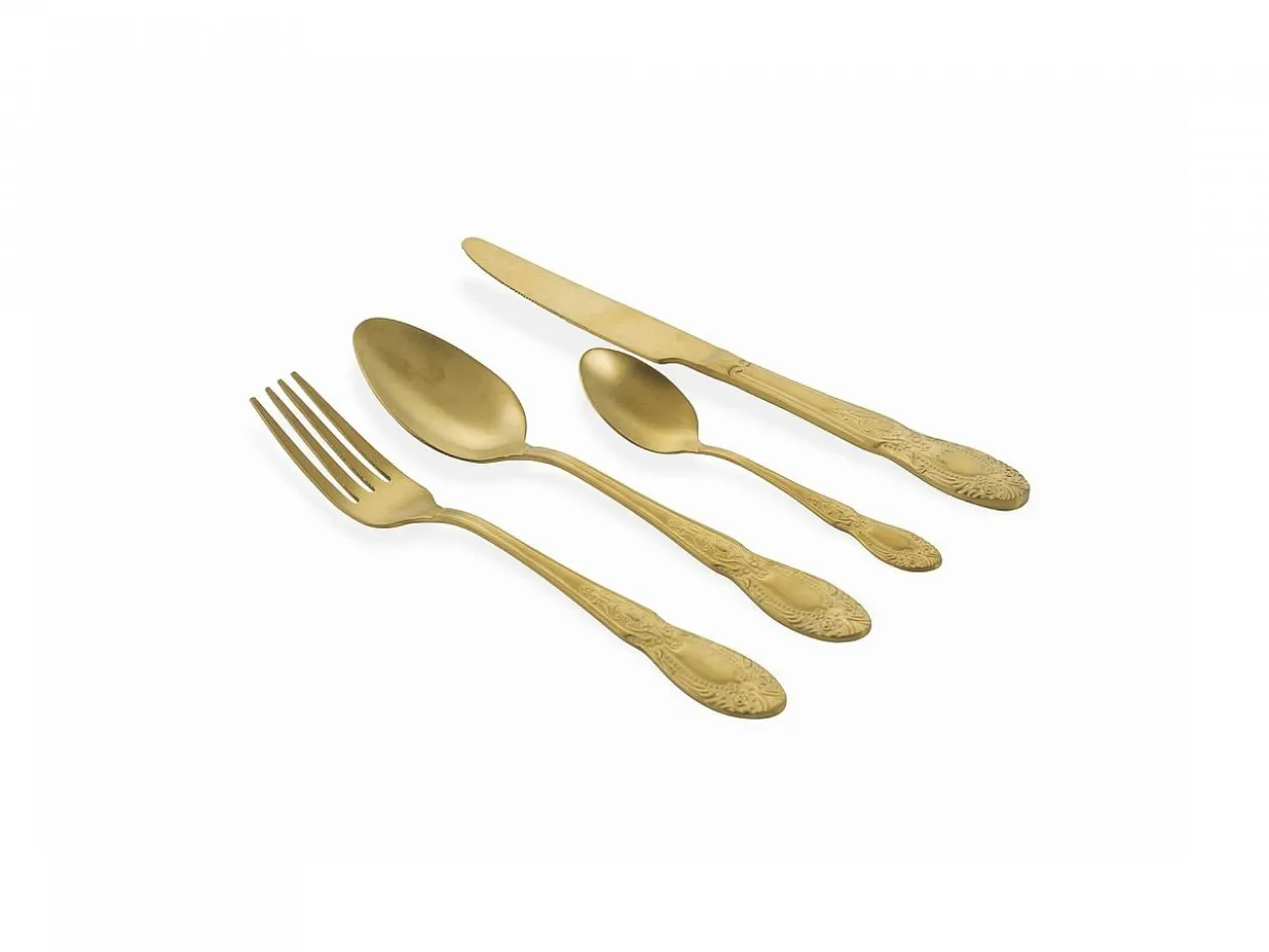 Set Posate Wonderland 24 pezzi oro satinato