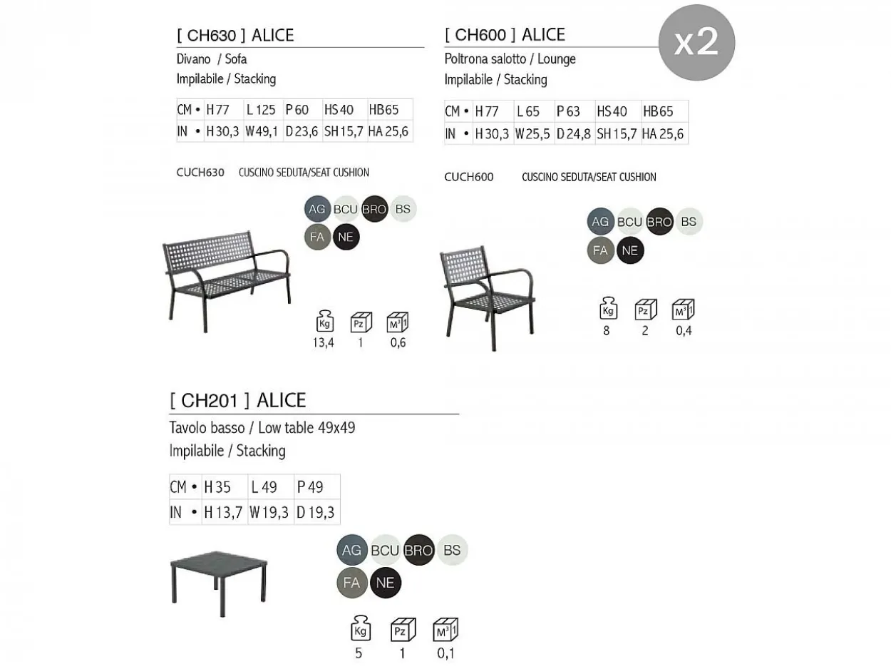 Set Salotto da giardino Alice