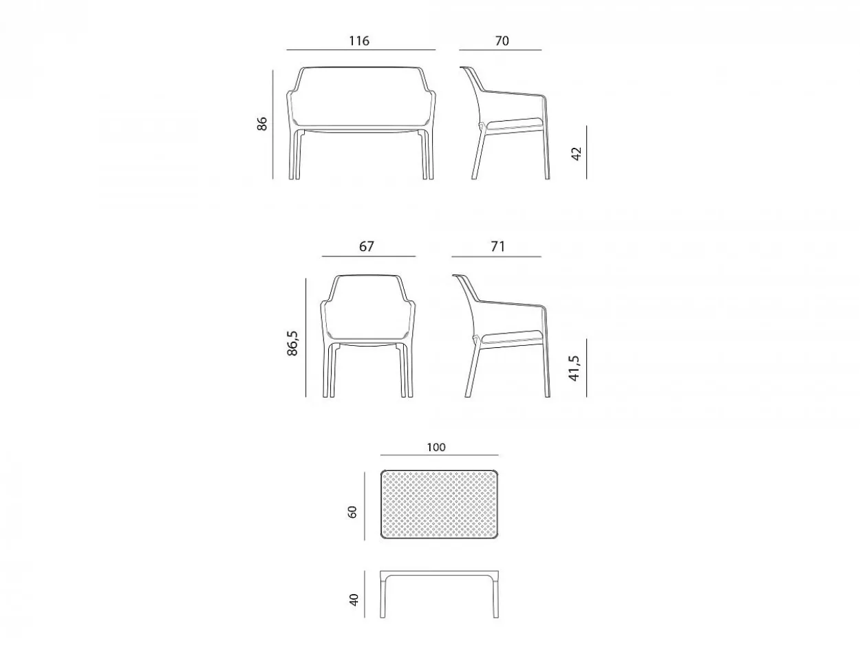 Set salotto da giardino Net Relax Bench