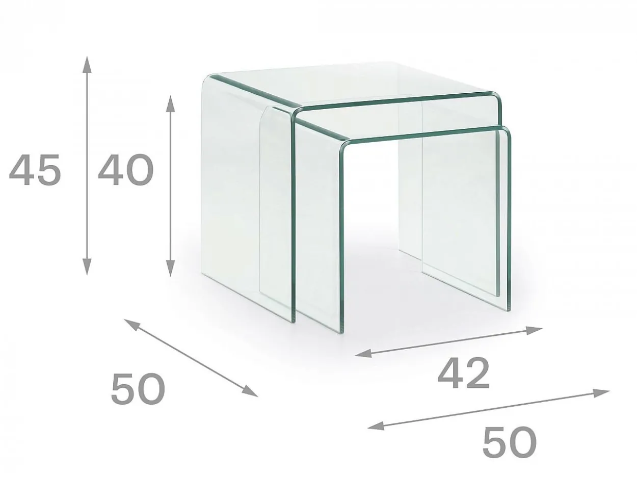 Set 2 tavolini Barbarigo 50x45 vetro trasparente