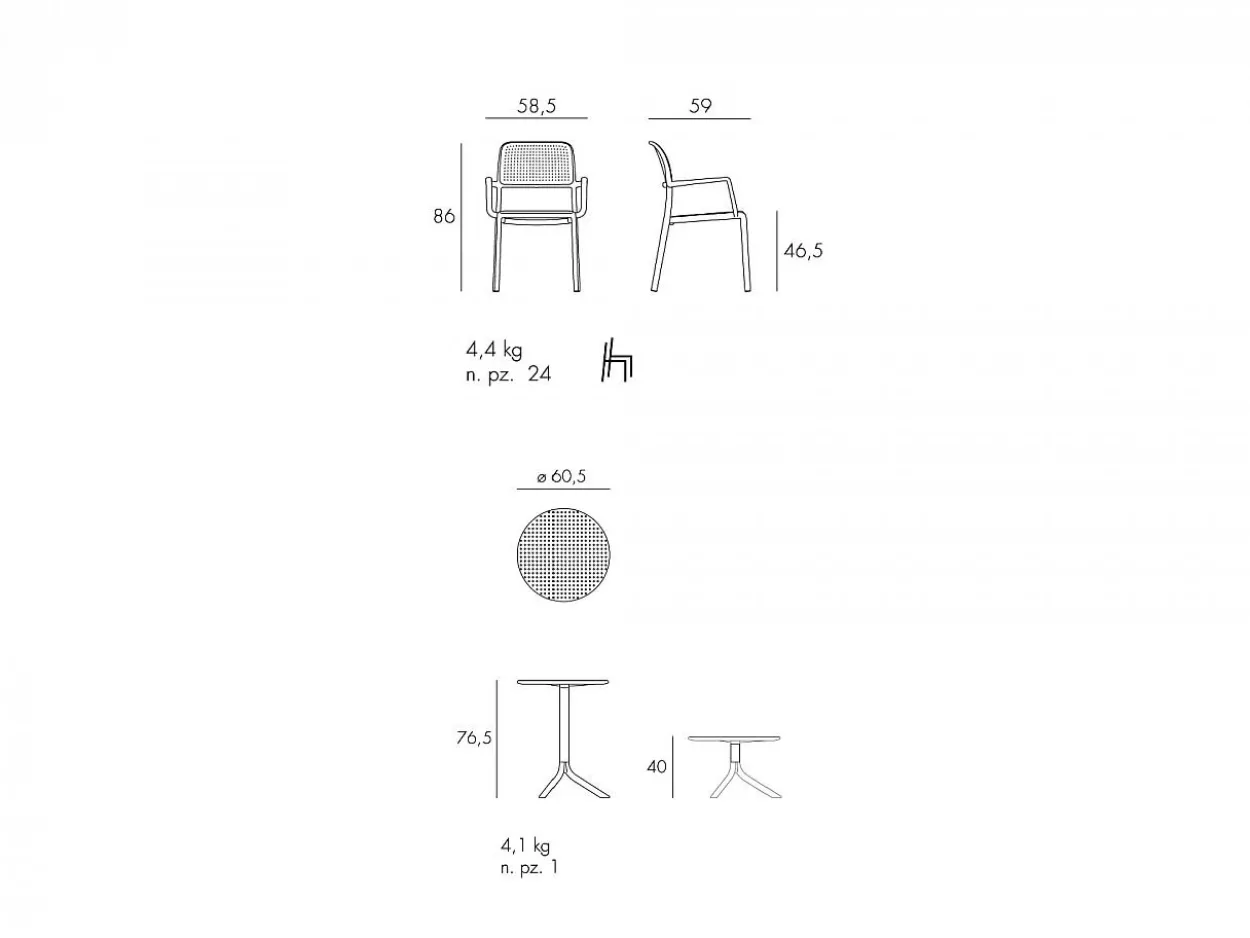 Set tavolino Step con poltrone Bora