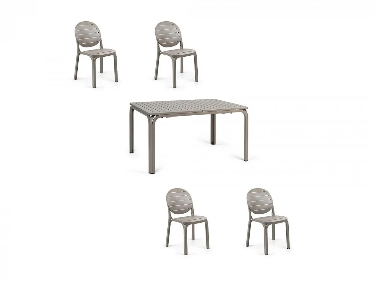 Set tavolo Alloro 140/210 con 4 sedie Erica