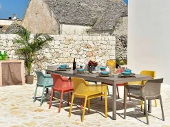 Set tavolo da giardino Rio 210/280 con 8 sedie Net Arcobaleno