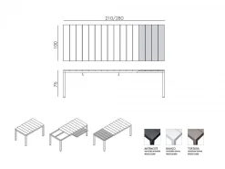 Set tavolo da giardino Rio 210/280 con 8 sedie Net Arcobaleno